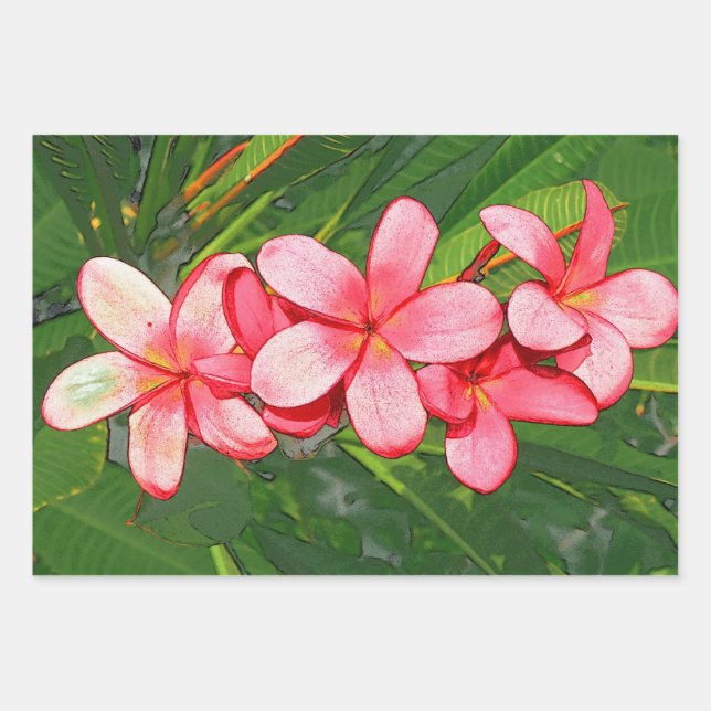 plumeria wrapping paper sheet (Front 3)