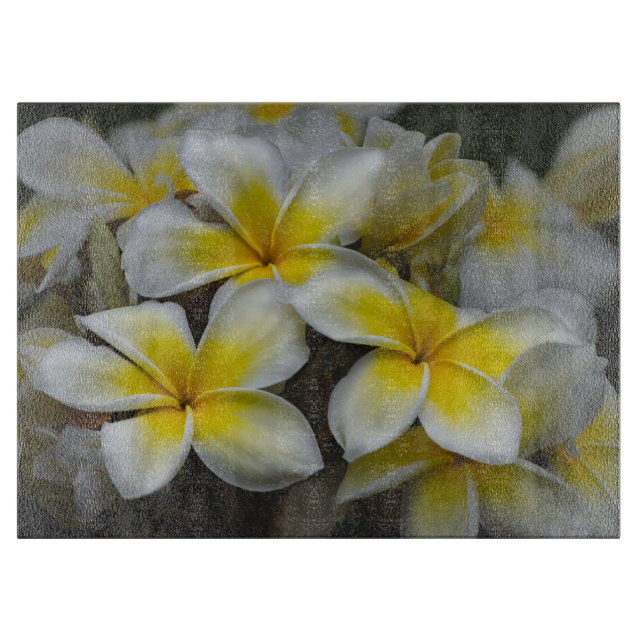 Plumeria, Yellow Flower Photography Cutting Board (Front)