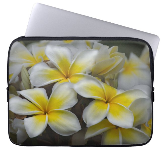 Plumeria, Yellow Flower Photography Laptop Sleeve (Front)