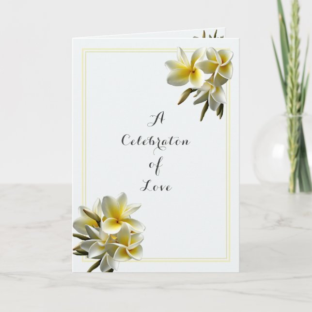 Plumeria Yellow Wedding Celebration of Love Folded Invitation (Front)