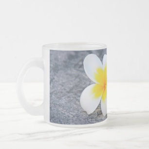 Plumerias Frosted Glass Coffee Mug