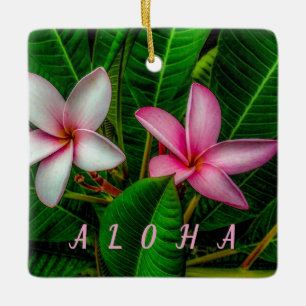 Plumerias in White and Pink Ornament