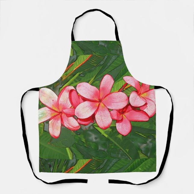 Plumerias pink  apron (Front)