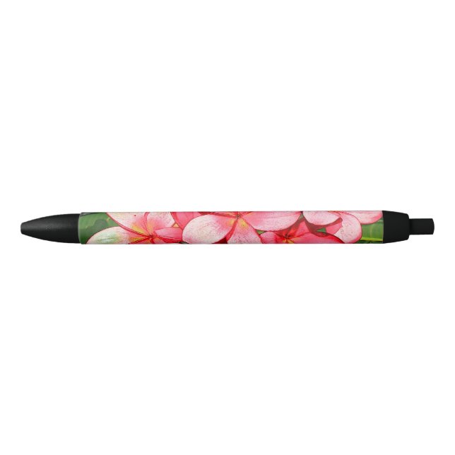 Plumerias pink  black ink pen (Front)