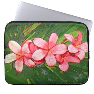 Plumerias pink laptop sleeve
