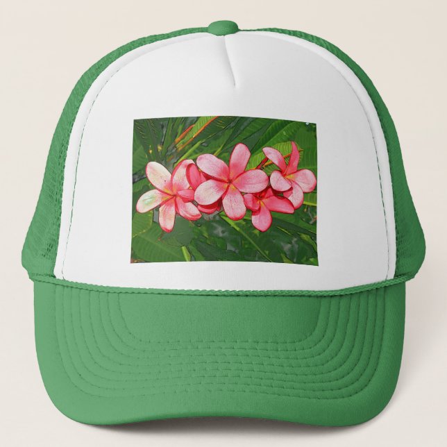 Plumerias pink  trucker hat (Front)