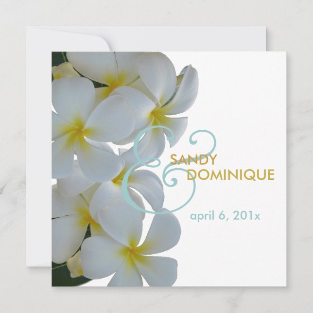 Plumerias tropical wedding invitation (Front)