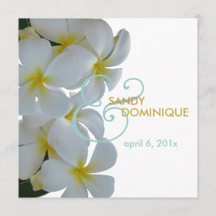 Plumerias tropical wedding invitation