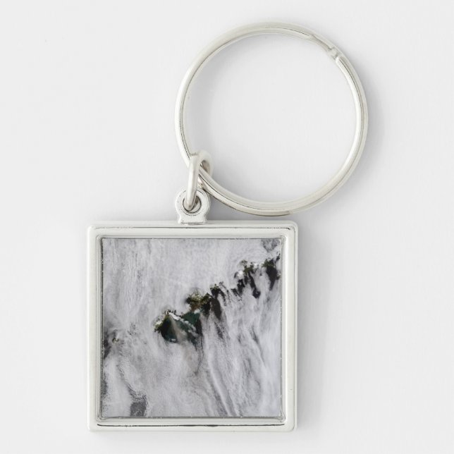 Plumes from Okmok Volcano, Aleutian Islands Key Ring (Front)