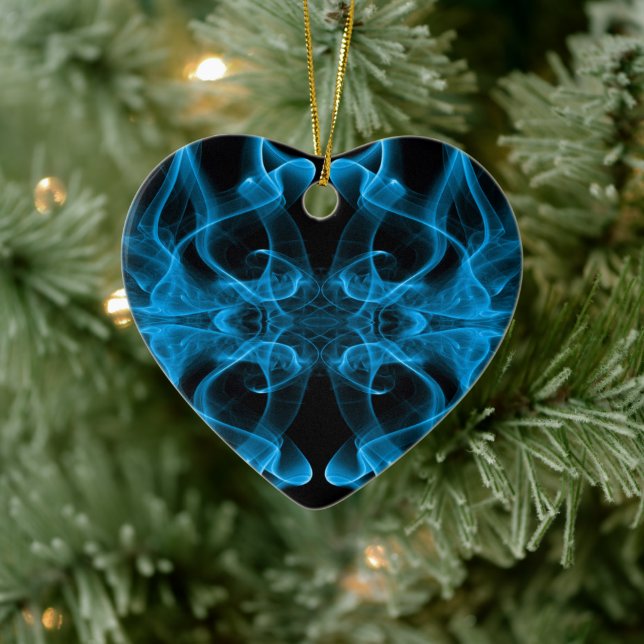 Plumes of Blue Smoke on black Ceramic Tree Decoration (Tree)