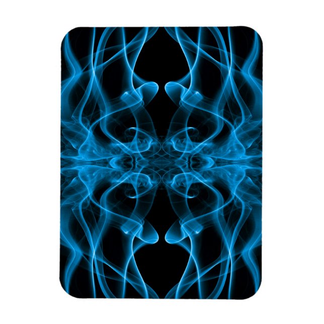Plumes of Blue Smoke on black Magnet (Vertical)