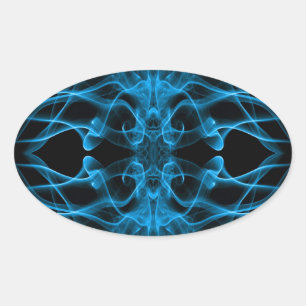Plumes of Blue Smoke on black Oval Sticker