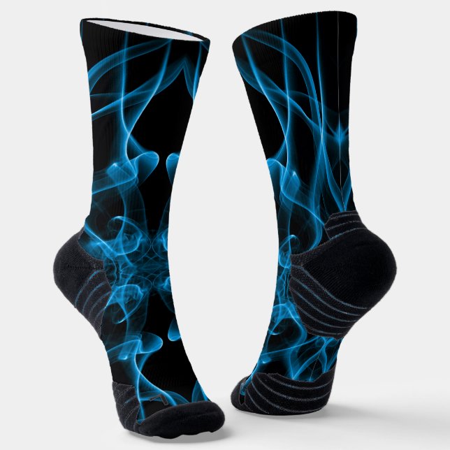 Plumes of Blue Smoke on black Socks (Angled)