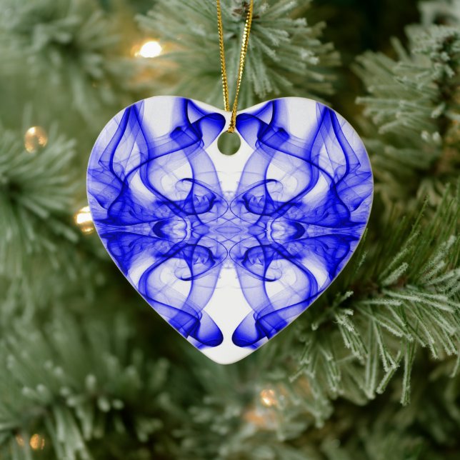 Plumes of Blue Smoke on white Ceramic Tree Decoration (Tree)