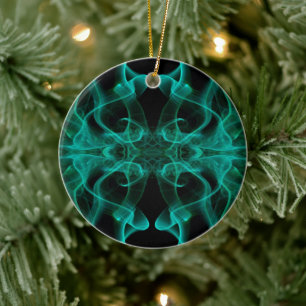 Plumes of Green Smoke on Black Ceramic Tree Decoration