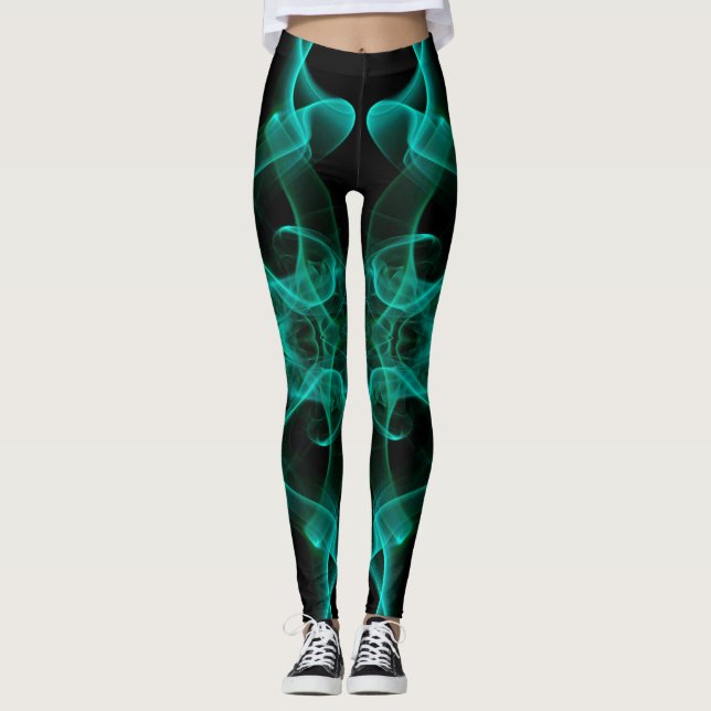 Plumes of Green Smoke on Black Leggings (Front)