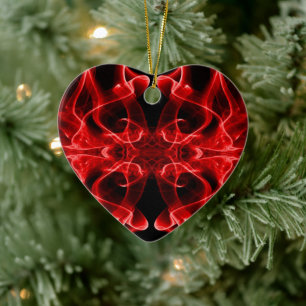 Plumes of Red Smoke on Black Ceramic Tree Decoration