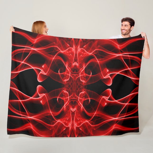 Plumes of Red Smoke on Black Fleece Blanket (In Situ)