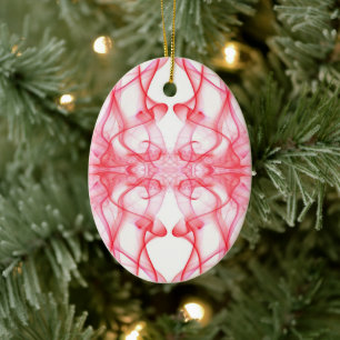 Plumes of Red Smoke on White Ceramic Tree Decoration