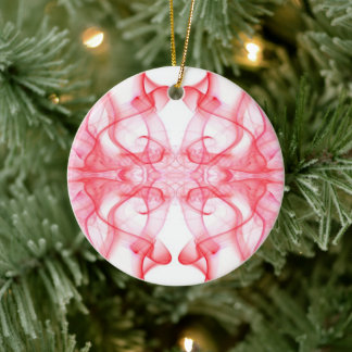 Plumes of Red Smoke on White Ceramic Tree Decoration