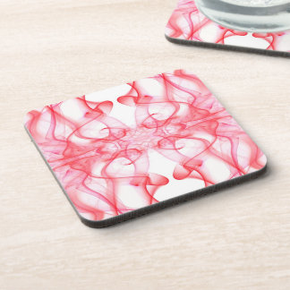 Plumes of Red Smoke on White Coaster