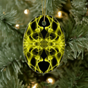 Plumes of Yellow Smoke on Black Ceramic Tree Decoration