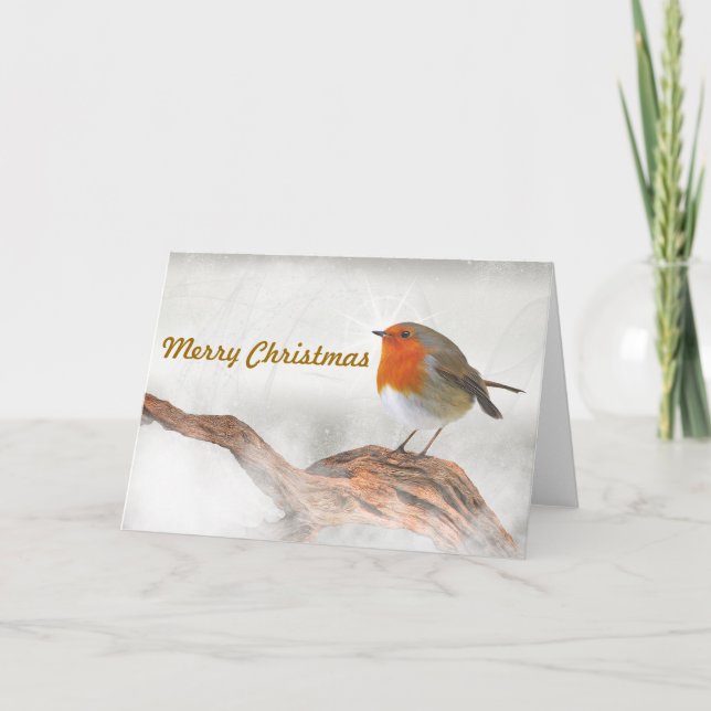 Plump Robin Redbreast Holiday Card (Front)