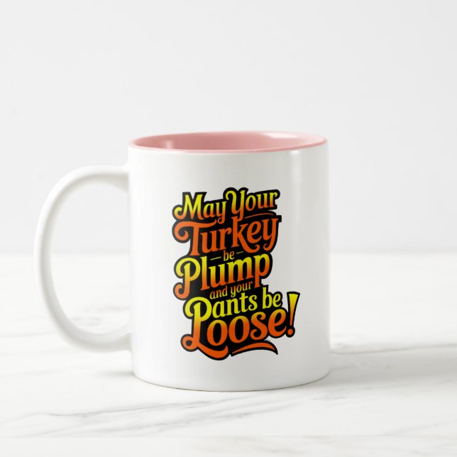 Plump Turkey, Cartoon Diva Turkey, Mug (Left)