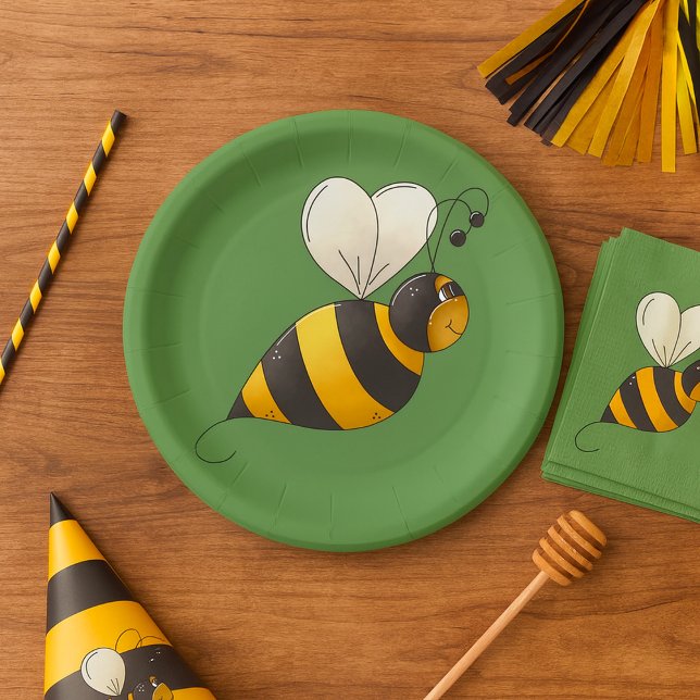 Plump Winged Bumble Bee Paper Plate (Creator Uploaded)