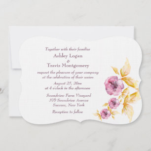 Plumrose Watercolor Wedding Invitations
