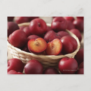 Plums in basket postcard