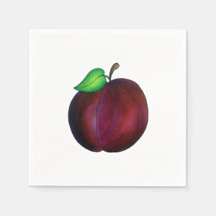 Plums Ripe Summer Purple Plum Fruit Illustration Napkin