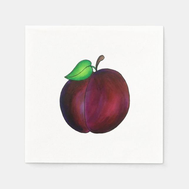 Plums Ripe Summer Purple Plum Fruit Illustration Napkin (Front)