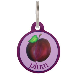 Plums Ripe Summer Purple Plum Fruit Illustration Pet Tag