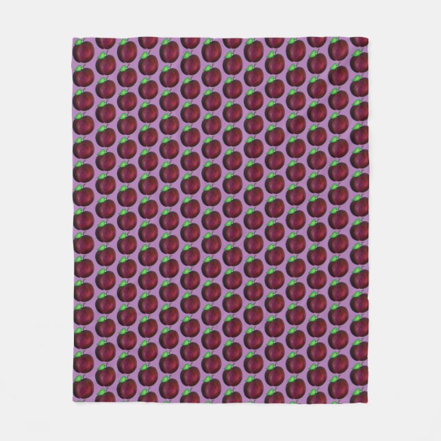 Plums Ripe Summer Purple Plum Fruit Print Fleece Blanket (Front)