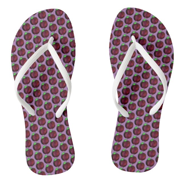 Plums Ripe Summer Purple Plum Fruit Print Flip Flops (Footbed)