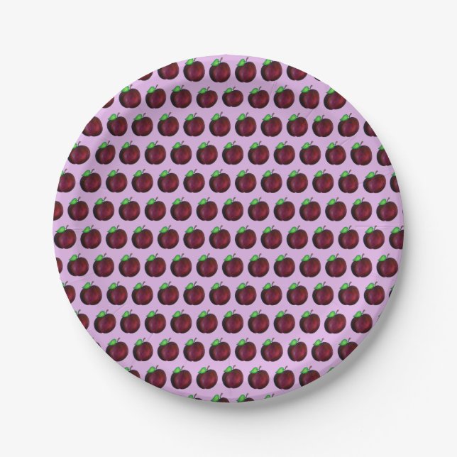 Plums Ripe Summer Purple Plum Fruit Print Paper Plate (Front)