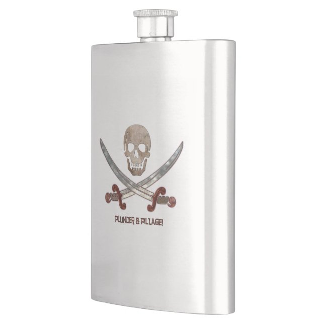 Plunder & Pillage Pirate Calico Jack Hip Flask (Left)