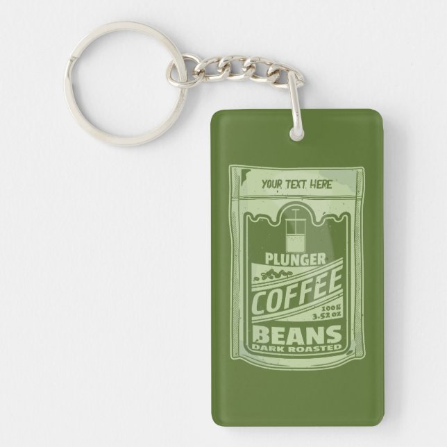 Plunger coffee pop art food packaging illustration key ring (Front)