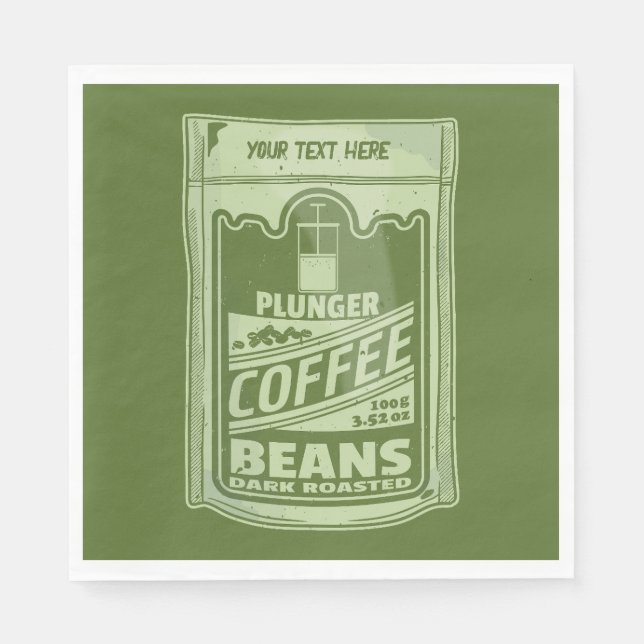 Plunger coffee pop art food packaging illustration napkin (Front)