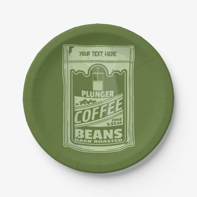 Plunger coffee pop art food packaging illustration paper plate (Front)