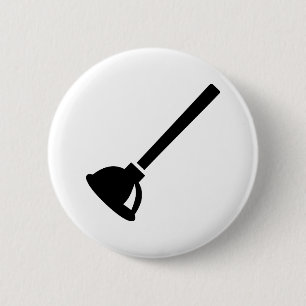 Plunger plumber 6 cm round badge