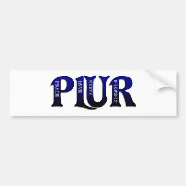 PLUR Blue Bumper Sticker (Front)