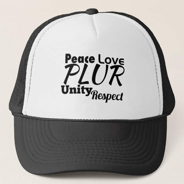 PLUR - Peace, Love, Unity, Respect Trucker Hat (Front)