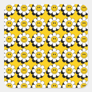 Plural Smiley Face Flower Sticker 
