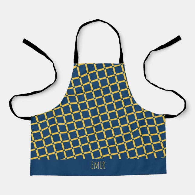 Plus Blue Yellow Minimal Pattern Apron (Front)
