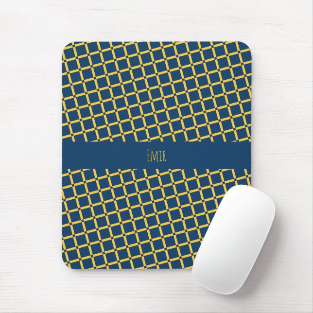 Plus Blue Yellow Minimal Pattern Mouse Mat (With Mouse)