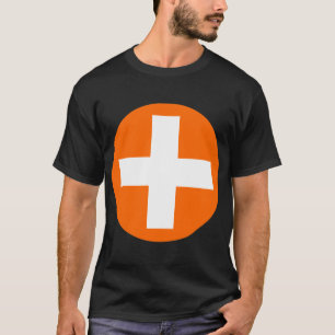 Plus Sign in white with Orange T-Shirt