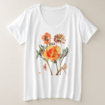 PLUS SIZE COTTON T-SHIRT WITH POPPIES