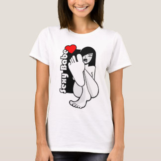 Plus size woman in bikini, body positive lady in b T-Shirt